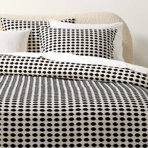 CB2 Estela Black And White Full/Queen Organic Cotton Duvet Cover and Shams